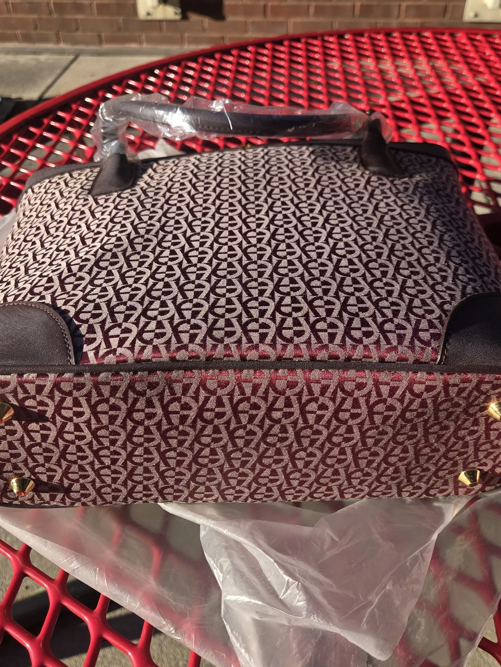 Etienne Aigner Women's Burgundy Patterned Tote Bag